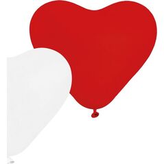 GMR Balony serca czerwone i białe - 25 cm - 5 szt. uniwersalny