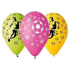 GMR Balony z nadrukiem Piłkarz i Piłki Nożne - 30 cm - 5 szt. uniwersalny