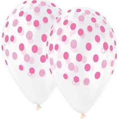 GMR Balony przeźroczyste różowe Groszki - 30 cm - 5 szt. uniwersalny
