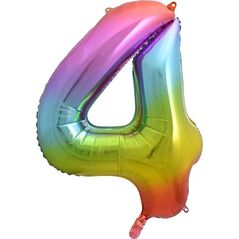 GoDan Balon foliowy cyfra 4 tęczowy - 85 cm - 1 szt. uniwersalny