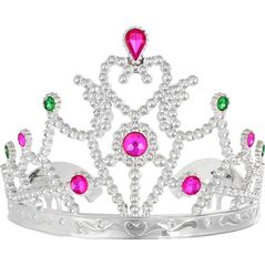 GoDan Tiara diadem księżniczki srebrny z kamykami - 1 szt.. uniwersalny