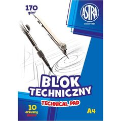 Astra Blok techniczny A4 10k biały 170g 10szt.