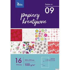 Tetis Papiery kreatywne 205x292mm 16 arkuszy zestaw nr 09 KB030-09