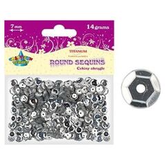 Titanum Cekiny okrągłe srebrne metaliczne 7mm 14g.(Cm6s)