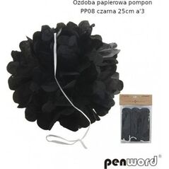 Polsirhurt Pompon papierowy czarny 25cm pp08