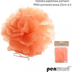 Polsirhurt Pompon papierowy pomarańczowy 25cm pp04