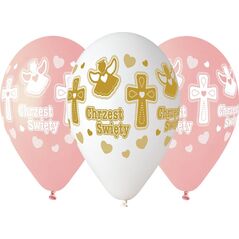 Gemar Balony na chrzest dla dziewczynki - 33 cm - 5 szt. uniwersalny