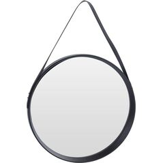 Home Styling Collection Lustro okrągłe na pasku 52cm czarne z paskiem LOFT uniwersalny