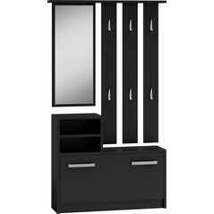 Topeshop GARDEROBA WIESZAK LUSTRO SZAFKA NA BUTY / CZARNY (GAR CZERŃ)