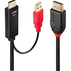 Kabel Lindy DisplayPort - HDMI + USB-A 2m czarny (41426)