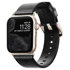 Nomad NOMAD Strap Modern Leather Black 38mm / 40mm Connector Gold