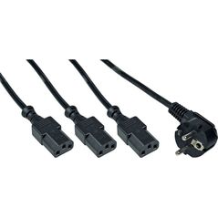 Kabel zasilający InLine InLine Kabel zasilający koniczynka do laptopa Y-Power 1x Typ F Wtyczka do wtyczki IEC 3x czarny 1m