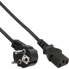 Kabel zasilający InLine InLine Kabel zasilający, Schutz kontakt kątowy do 3pin IEC C13, czarny, H05VV-F, 3x0,75mm2, 0,3m