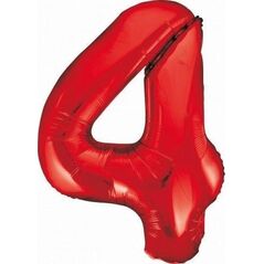GoDan Balon foliowy Cyfra 4 czerwona, 85cm