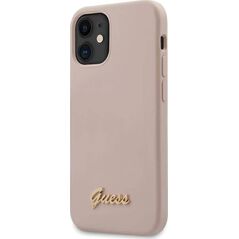Guess Guess Silicone Script - Etui iPhone 12 mini (różowy) uniwersalny