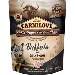 Carnilove Carnilove Dog Pouch Bufallo Rose Petals - bezzbożowa mokra karma dla psa, bawół i płatki róż, saszetka 300g uniwersalny