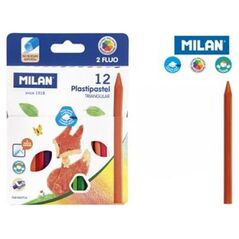Milan Kredki świecowe Pastipastel trójkątne 12 kol MILAN