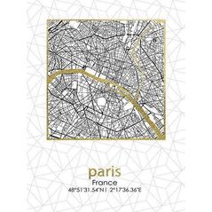 Affek Design Obraz Plan Miasta Paris 45x60x1,8 cm