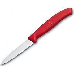Victorinox Nóż kuchenny Victorinox do jarzyn ząbkowany 8cm czerwony