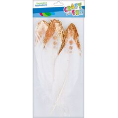 Craft with Fun CF OZDOBA DEK PIORKA 17-22CM 4SZT BIEL/ZL 20/600