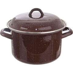Orion Garnek emaliowany brązowy 18 cm 2.5l pokrywa