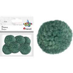 Titanum Pompony dekoracyjne ozdobne z włóczki 6szt szmaragdowe