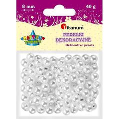 Titanum Koraliki z dziurką białe perłki 8mm 40g CRAFT-FUN