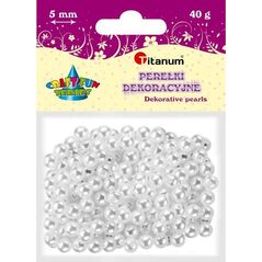 Titanum Koraliki z dziurką białe perłki 5mm 40g CRAFT-FUN
