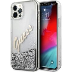 Guess Etui Guess GUHCP12LGLVSSI Apple iPhone 12 Pro Max srebrny/silver hardcase Glitter Vintage Script