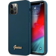 Guess Etui Guess GUHCP12LLSLMGBL Apple iPhone 12 Pro Max niebieski/blue hardcase Metal Logo Script