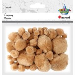 Titanum Pompony akrylowe beżowe mix rozmiarów 45szt