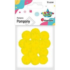 Titanum Pompony poliestrowe 18mm żółte intensywne 15szt