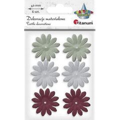 Titanum Kwiaty materiałowe pianka 3D 40mm mix 6szt