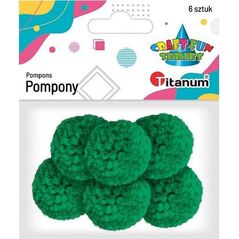 Titanum Pompony włóczkowe 3cm zielone 6szt.