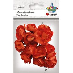 Titanum Papierowe róże na druciku pomarańcz 25mm 12szt