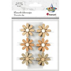 Titanum Ozdoba drewniana Klamerki kwiatki 6szt