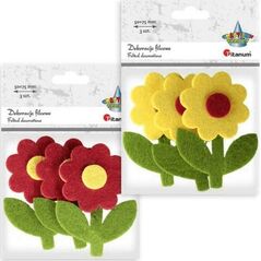 Titanum Filcowe kwiatki z łodygą 3D mix 3szt