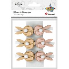 Titanum Ozdoba drewniana Klamerki zajączki 6szt