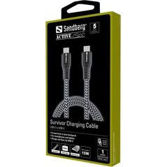 Kabel USB Sandberg USB-C - USB-C 1 m Biało-czarny (441-38)