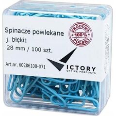 Victory Office Product SPINACZE BIUROWE VICTORY OFFICE 28MM 100 SZT. OKRĄGŁE PASTELOWE JASNONIEBIESKIE POJEMNIK PLASTIKOWY