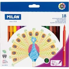 Milan Flamastry z cienką końcowką 18 kolorów 06F18 MILAN