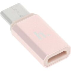 Adapter USB Hoco USB-C - microUSB Różowy  (6957531031253)