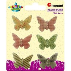Titanum Naklejki foliowe 3D motyle 32x24mm mix 6szt