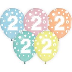 GoDan Balony z cyframi: 2, 12"/ 5 szt. Godan