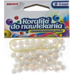 BREWIS Koraliki do nawlekania BREWIS 8mm K8-1 biały Brewis