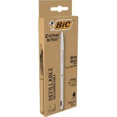 Bic Długopis Cristal Re'new Metal czarny + 2 wkłady (405478)