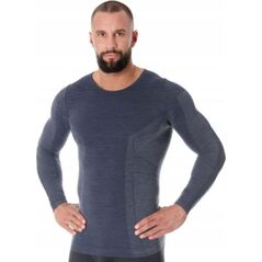 Brubeck LS11600 Koszulka męska z długim rękawem COMFORT WOOL ciemny jeans XL