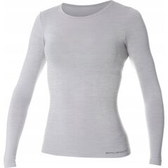 Brubeck LS11610 Koszulka damska z długim rękawem COMFORT WOOL popielaty M
