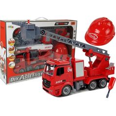 Lean Sport Zestaw Diy Wóz Strażacki 2w1 Wymienne Podnośniki Śrubokręt Dźwięk Efekty Świetlne Kask
