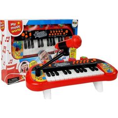 Lean Sport Keyboard pianinko 24 Klawisze Usb mikrofon czerwony